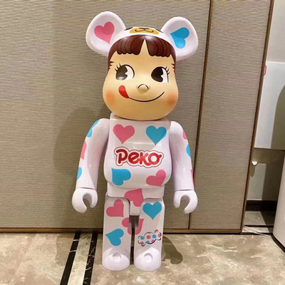 bearbrick1000%暴力熊招财猫开运积木熊公仔牛奶妹手办摆件 - 图2