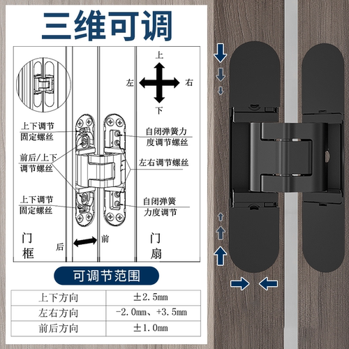 KEIL隐形合页自动关门液压缓冲暗门隐藏暗藏自闭十字铰链-图2