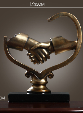 美式现代电视柜握手装饰家居饰品酒柜客厅办公室摆件 商务工艺品