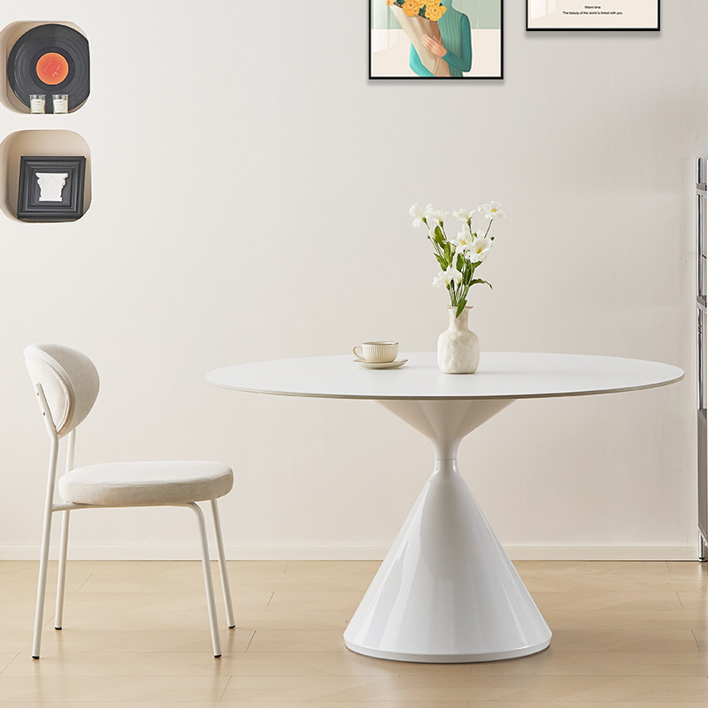 家用简约小户型圆形岩板餐桌设计师款圆桌奶油风桌子高级感饭桌子,淘宝优惠券,粉丝福利购,淘宝优惠卷