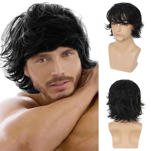 wig men's head cover short curly hair 欧美风金色短卷假发男 - 图0