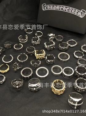 克罗伈十字架戒指S925镀银嘻哈男女个性复古开口泰银指环厂家现货