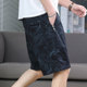 Printing black pure cotton shorts men's tide brand pants and trendy summer casual zipper pocket pocket loose pants pants