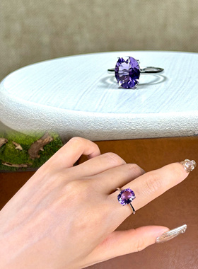 千岛白映【·彩宝戒指·】通体925银镶嵌水晶半宝石戒指 活口戒圈