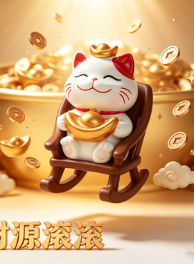摇椅招财猫摆件招财办公桌工位桌搭送礼公司招财年会送客户摆件