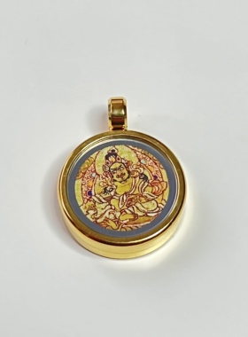 西藏五路财神唐卡嘎乌盒吊坠项链饰品配饰DIY