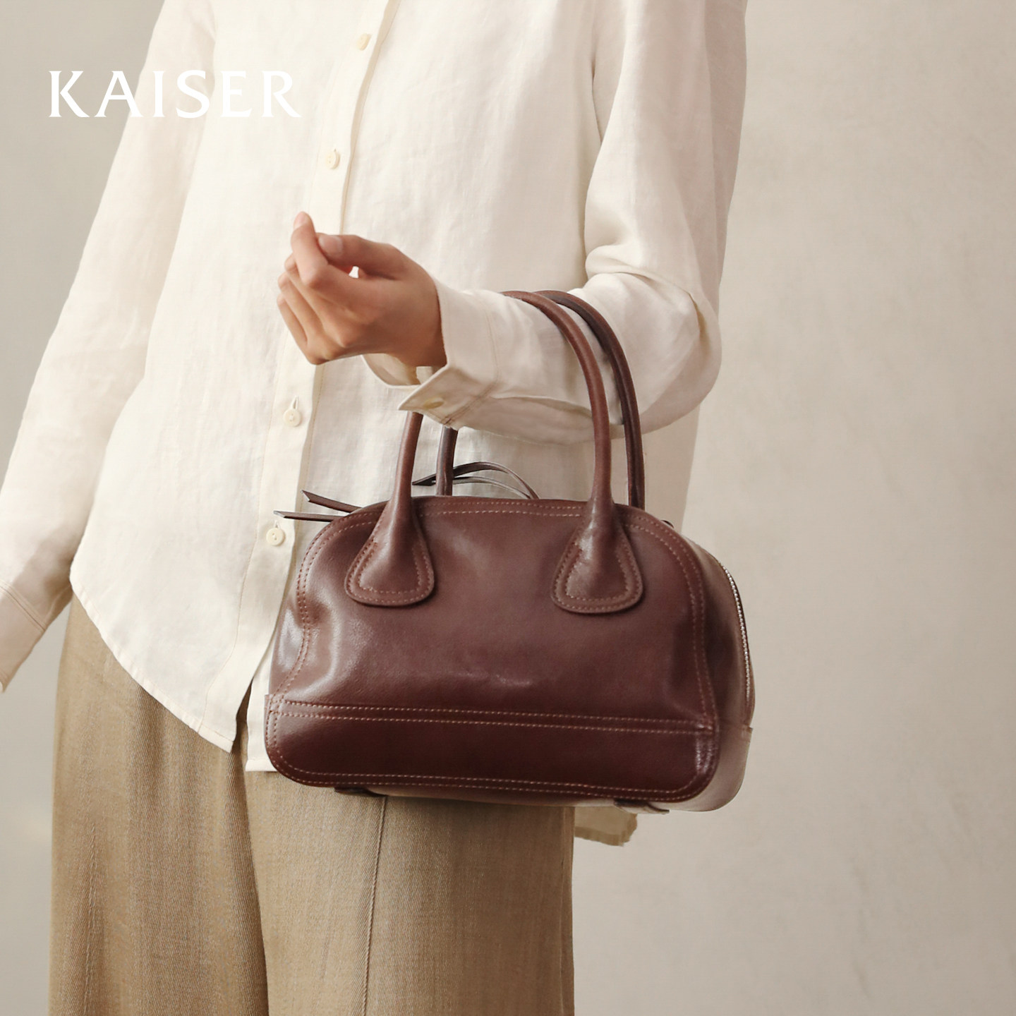 凯撒2026新款植鞣牛皮包包秋冬贝壳包保龄球包单肩斜挎包真皮女包,淘宝优惠券,粉丝福利购,淘宝优惠卷