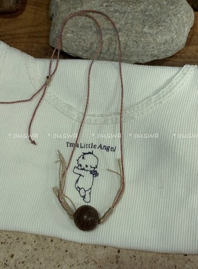 ouswa原创【】沉香木雕刻心经宝宝佛小众手工编织项链锁骨链