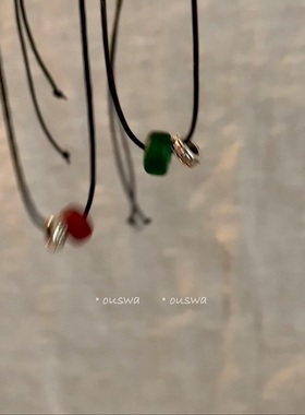 ouswa情侣尼泊尔琉璃锁骨链项链