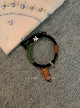 ouswa原创老山檀翡翠藏式手绳