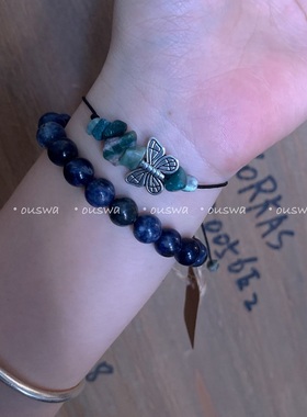 ouswa原创-亘古不变，纯手绘陶瓷天然石老沉香蝴蝶小众手绳手串