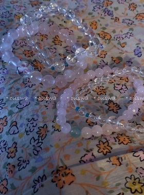 ouswa天然白水晶粉水晶手串