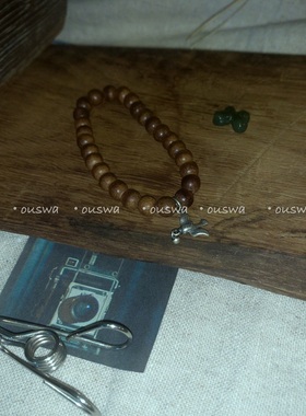 ouswa原创*【海鸟和鱼】一线沉香925纯银小众复古新中式手串手链