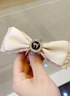 法式小香风蝴蝶结发夹女百搭半扎发后脑勺发卡顶夹发饰弹簧夹头饰