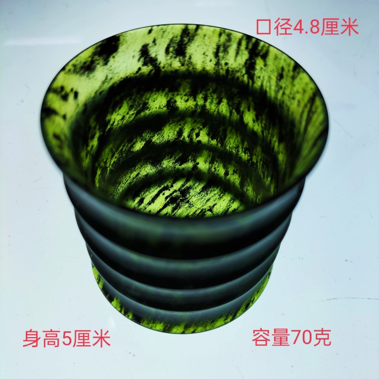 酒泉夜光杯祁连山墨玉精品竹节茶杯甘肃特产鸳鸯玉蛇纹玉厂家直销-图3