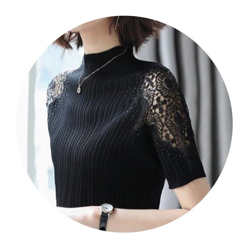 蕾丝t恤衫夏秋季新款修身打底衫 欧织蔻T恤