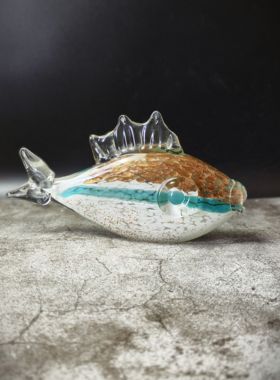 现代简约客厅家居高档琉璃鱼工艺品玻璃鱼高级感酒柜玻璃装饰摆件