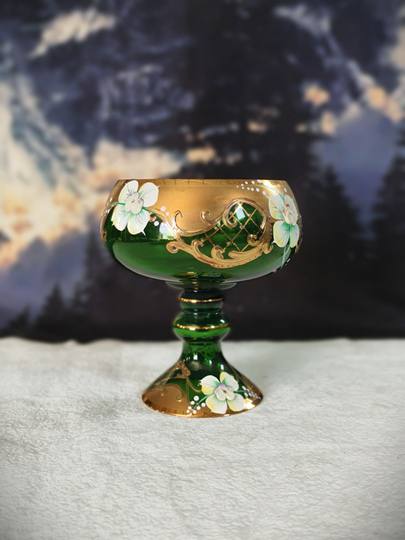 Xinjiang Bohemian style heavy industry gold-filled crystal fruit plate European style enamel flower creative home real gold depiction