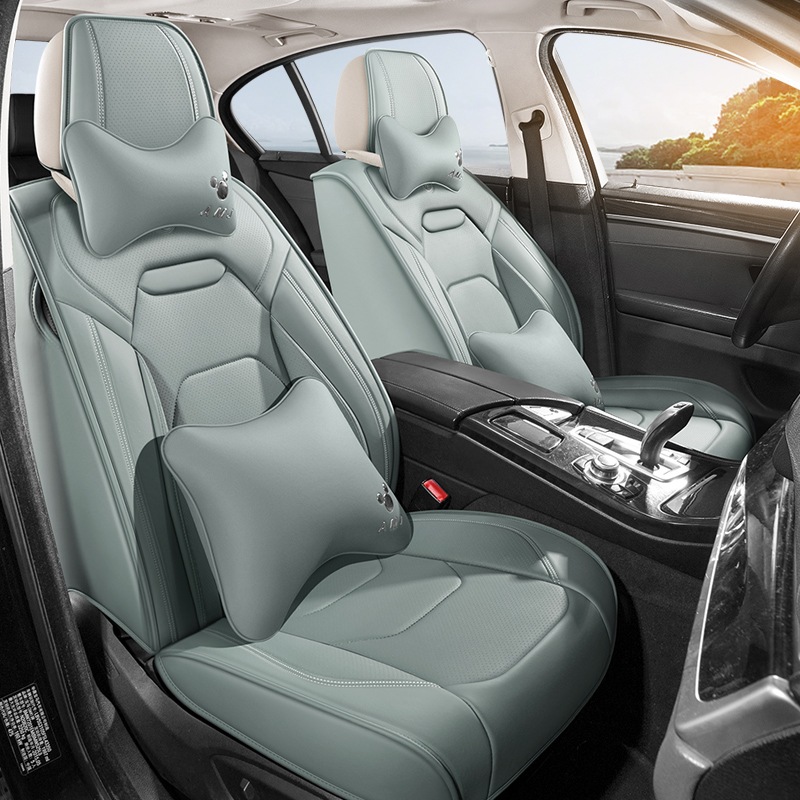 紫色汽车坐垫四季通用高级感座椅套纳帕皮运动全包围座套卡通座垫