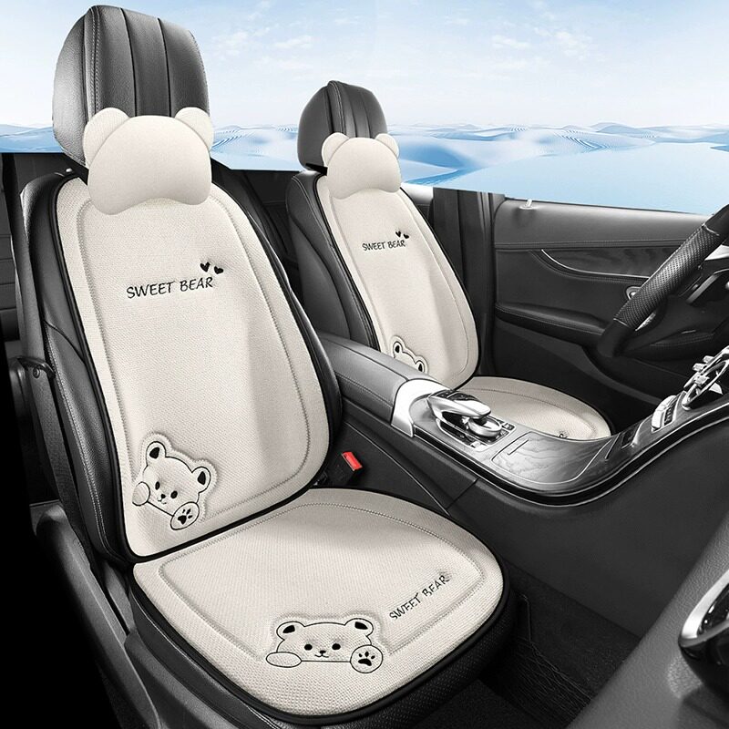 汽车坐垫三件套四季通用单片亚麻座椅套半包座垫冬季可爱车载垫子