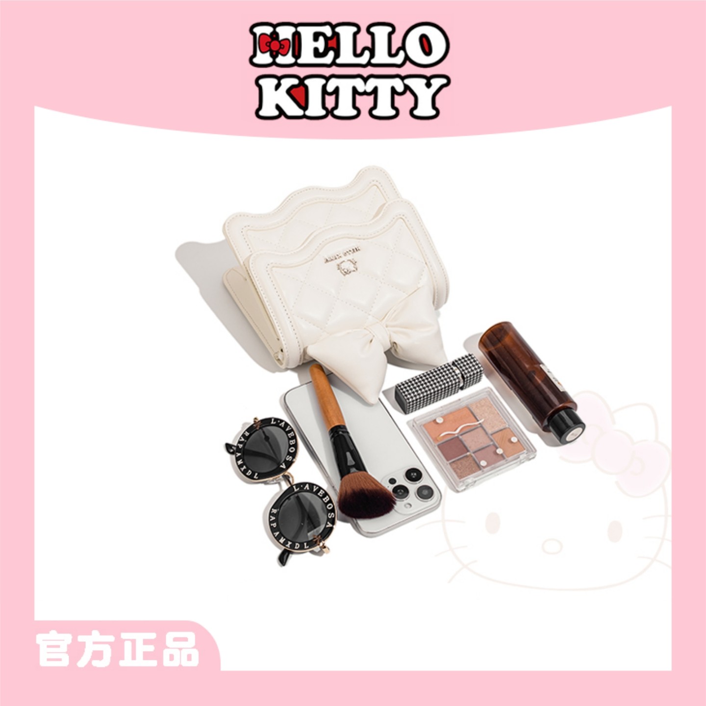 HelloKitty凯蒂猫蝴蝶结小方包女菱格链条单肩包小香风休闲斜挎包,淘宝优惠券,粉丝福利购,淘宝优惠卷