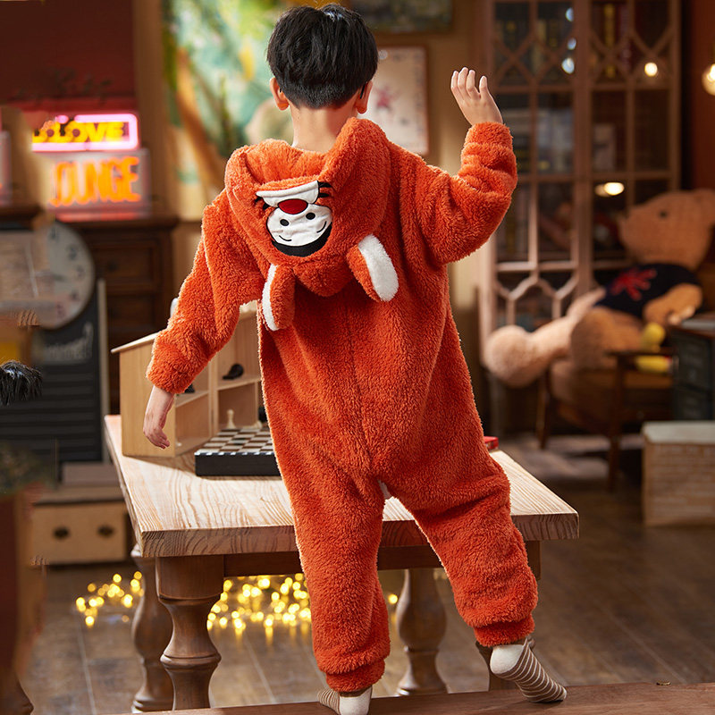 连体男童秋冬季珊瑚绒儿童12睡衣 珊妤睡衣/家居服套装