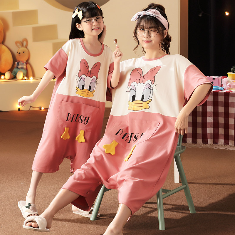 玲娜贝儿母女连体夏季短袖纯棉睡裙 珊妤睡衣/家居服套装