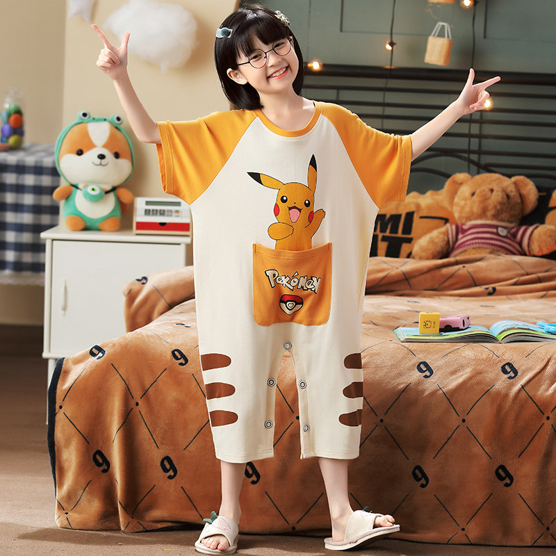 卡通女童夏季纯棉连体衣小老虎睡衣 珊妤睡衣/家居服套装
