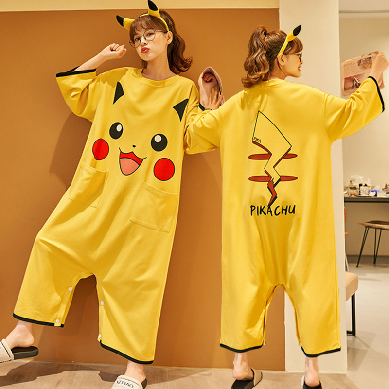 连体夏季纯棉长袖2021年新款睡裙 珊妤睡衣/家居服套装