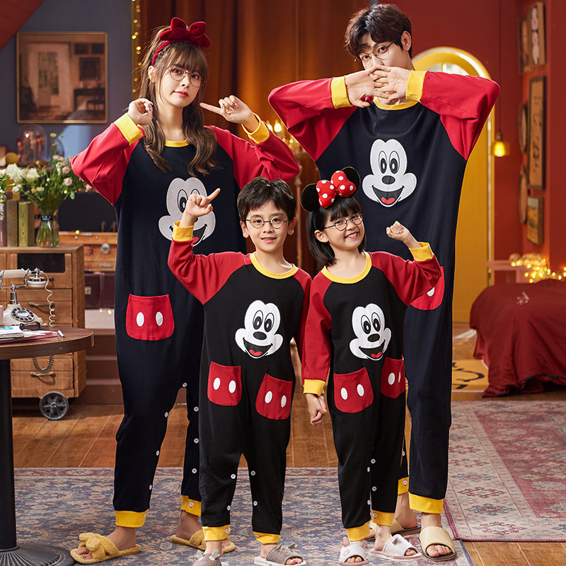 儿童连体春秋季纯棉长袖亲子装睡裙 珊妤睡衣/家居服套装