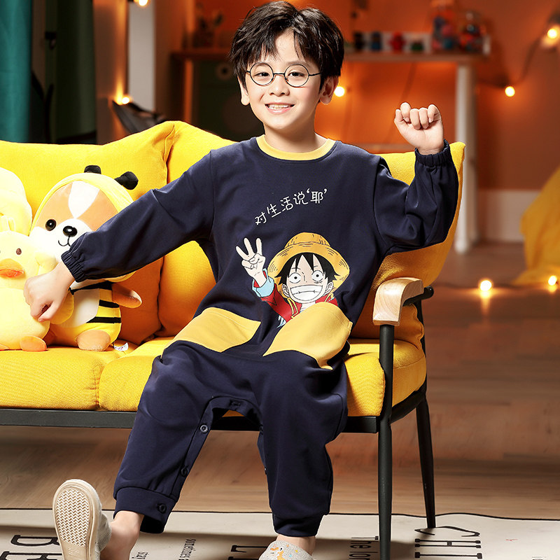 连体男童春秋纯棉长袖防踢被睡衣 珊妤睡衣/家居服套装