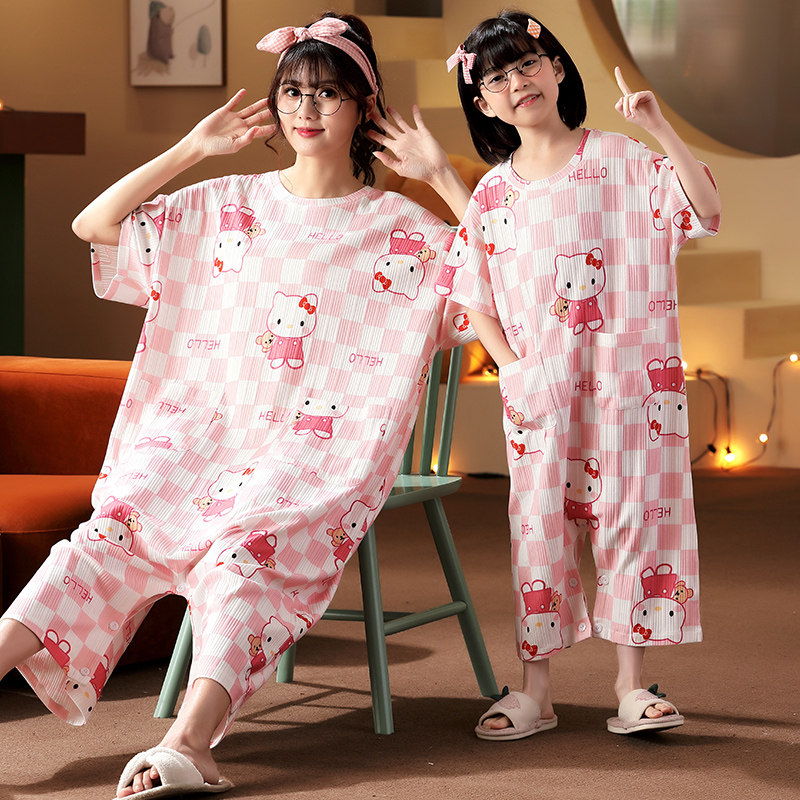 玲娜贝儿童连体夏季短袖纯棉睡裙 珊妤睡衣/家居服套装