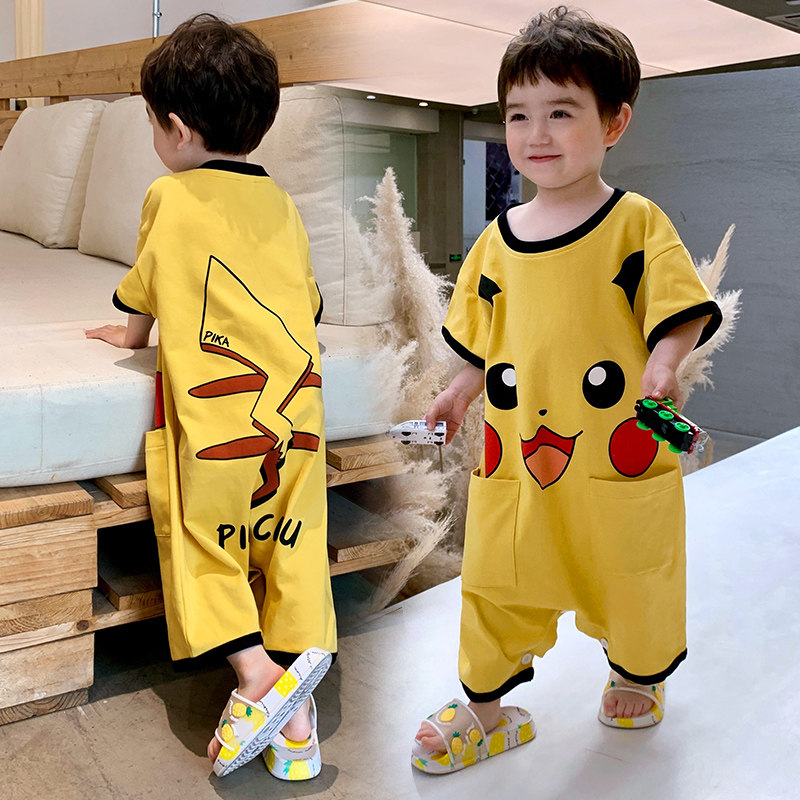 夏季男童短袖连身衣卡通防踢睡衣 珊妤睡衣/家居服套装