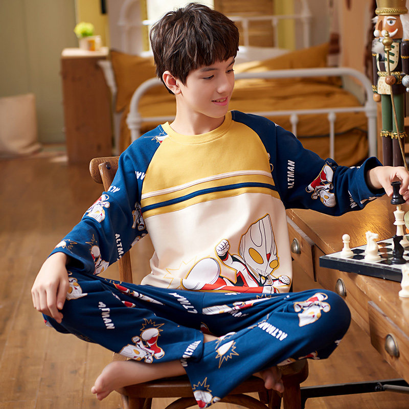 男童纯棉长袖春秋季12胖13 15岁睡衣 珊妤睡衣/家居服套装