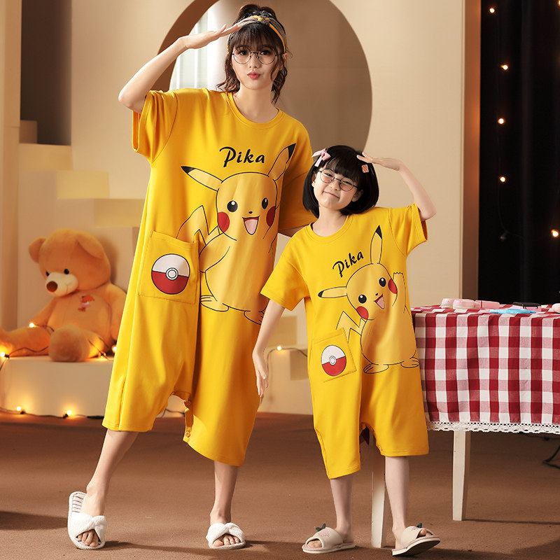 母女连体夏季短袖纯棉女童儿童睡裙 珊妤睡衣/家居服套装