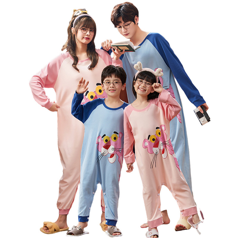 儿童连体春秋季纯棉长袖亲子装睡裙 珊妤睡衣/家居服套装