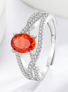 抖音小红书热卖冰花切三生三世戒指镀真金高碳钻蛋形指环直播代发