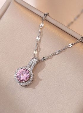 钛钢项链女 直播锆石耳环小众简约韩国锁骨链简约钛钢不掉色饰品