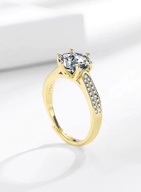 直播满钻星光皇后戒指莫桑石仿真女时尚指环开口工厂直销