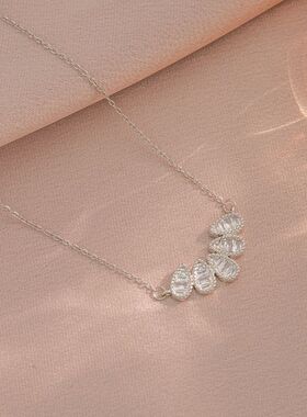 项链女 网红水滴锆石跨境小众日韩风新款设计感吊坠气质钛钢项链