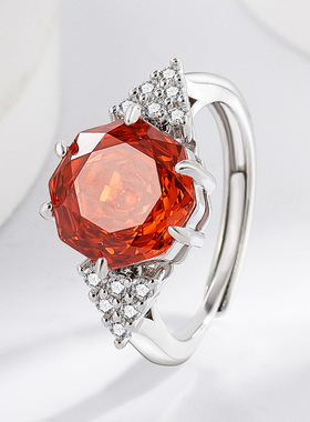 小红书彩宝玫瑰切戒指欧美跨境时尚简约高碳钻首饰品直播