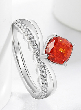 小红书热卖彩宝冰花切皇冠方糖戒指镀真金高碳钻蕾丝指环直播代发