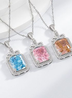 欧美风跨境热销时尚奢华满钻香水瓶吊坠镶冰花切项链锁骨链女饰品