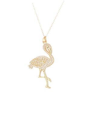项链女欧美风时尚个性火烈鸟锆石项链跨境天鹅小众设计气质锁骨链