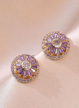 项链女 ins潮抖音三件套旋转耳环戒指钛钢项链时尚微镶锆石锁骨链