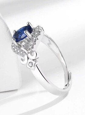 网红直播跨境热销仿真皇家蓝宝石戒指女欧美创意锆石指环首饰批发