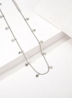 钛钢项链 跨境嘻哈星星短款项链不锈钢五角星锁骨链项链吊坠现货