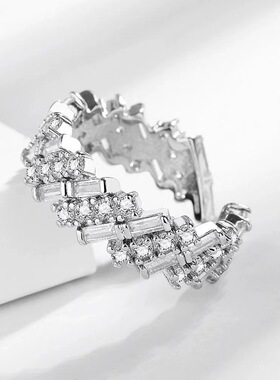 优喜饰首饰欧美风潮人夸张指环个性嘻哈新款T方锆石戒指跨境饰品