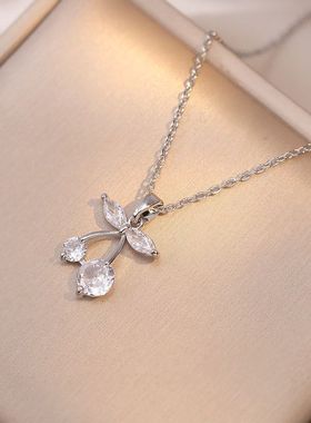 项链女 夏季新款樱桃颈链小众设计感时尚日韩风气质钛钢锁骨链