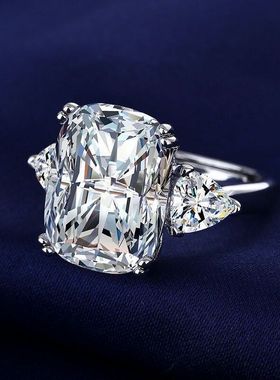 热卖方形戒指大裸石钻戒订婚钻石女式戒指八克拉锆石指环直播爆款